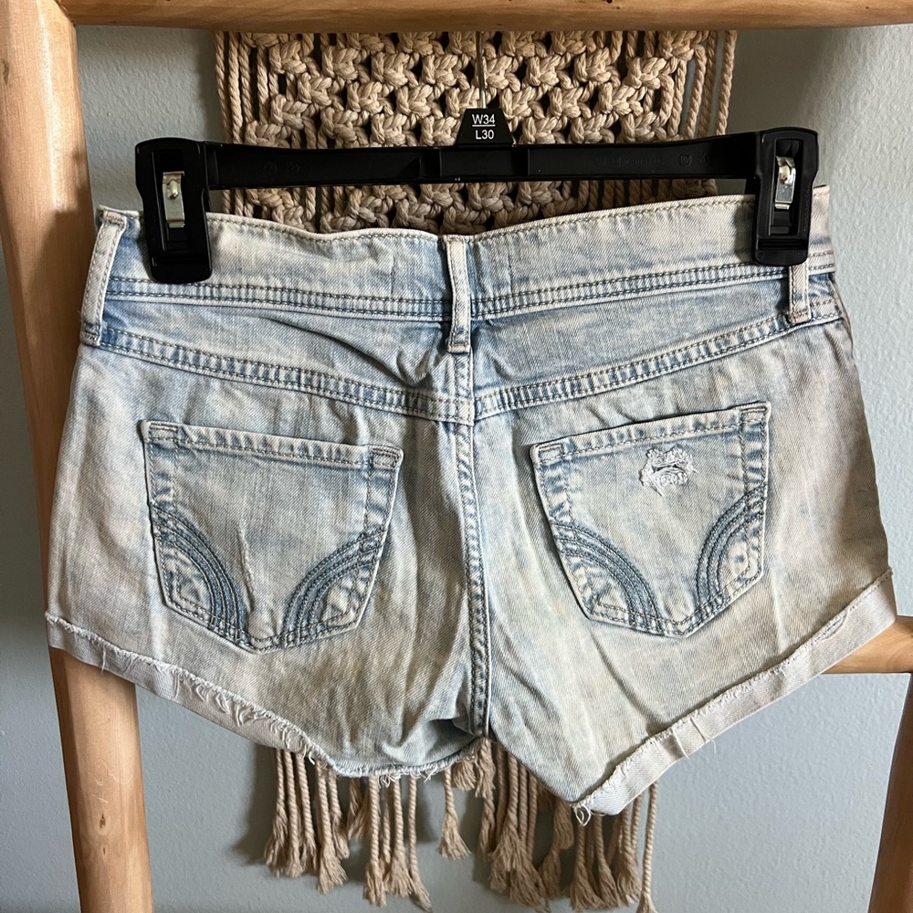 Hollister Blue Jean Shorts Light Wash Distressed